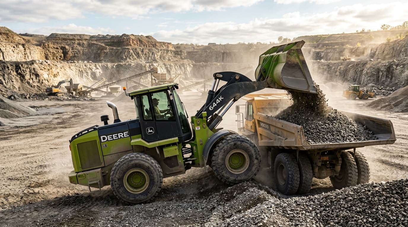 Wheel loader in aggregate operation