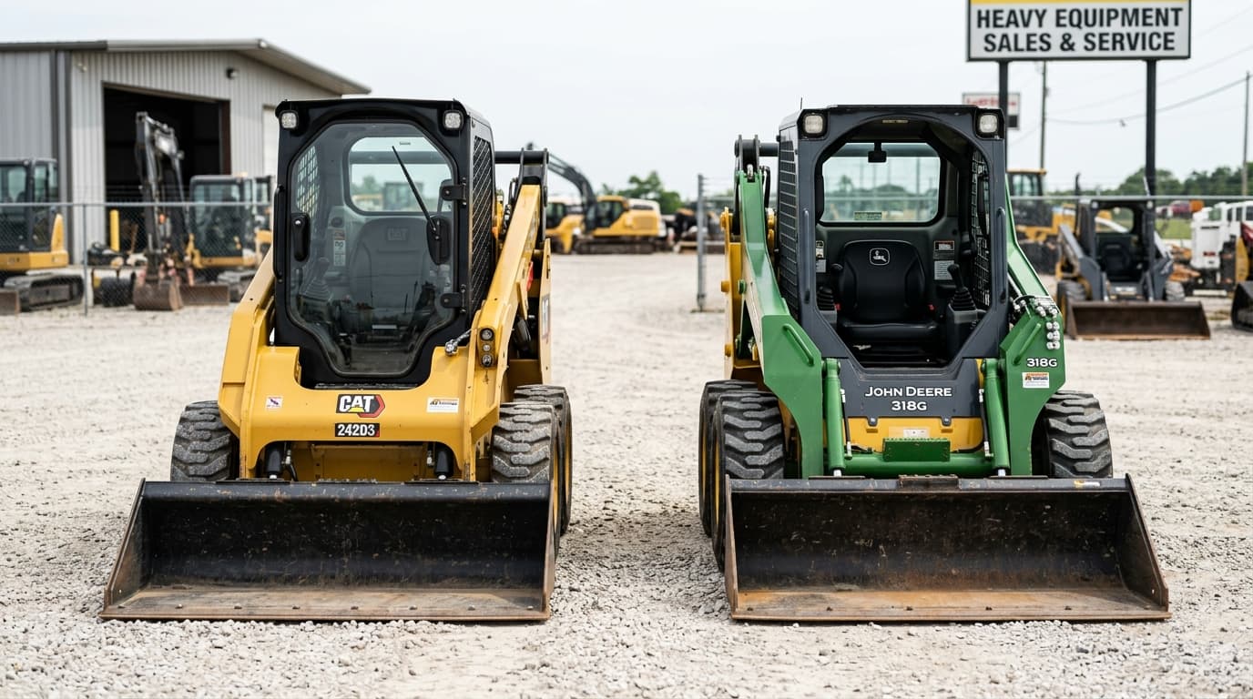 Cat 242D3 vs John Deere 318G: the spec sheet side-by-side (skid-steer class)