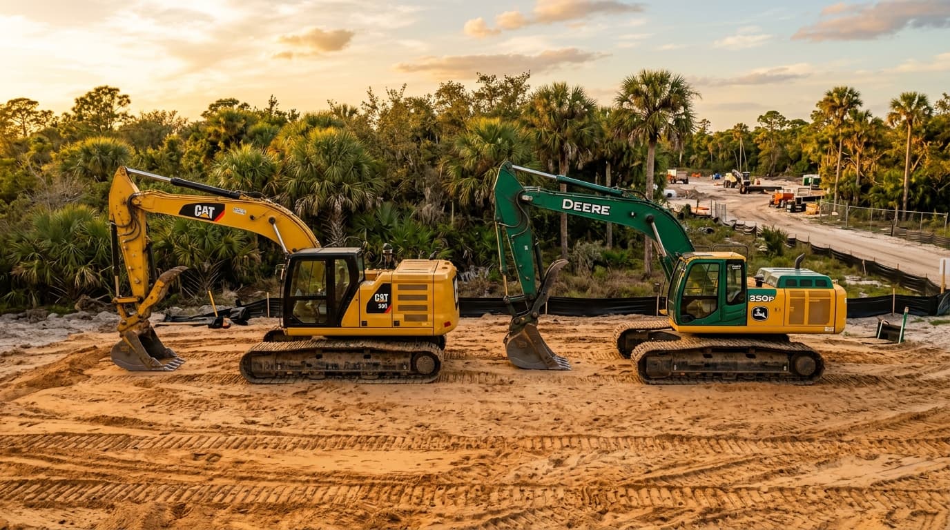 Cat 320 vs John Deere 350P excavator: what Florida dirt work actually tells you