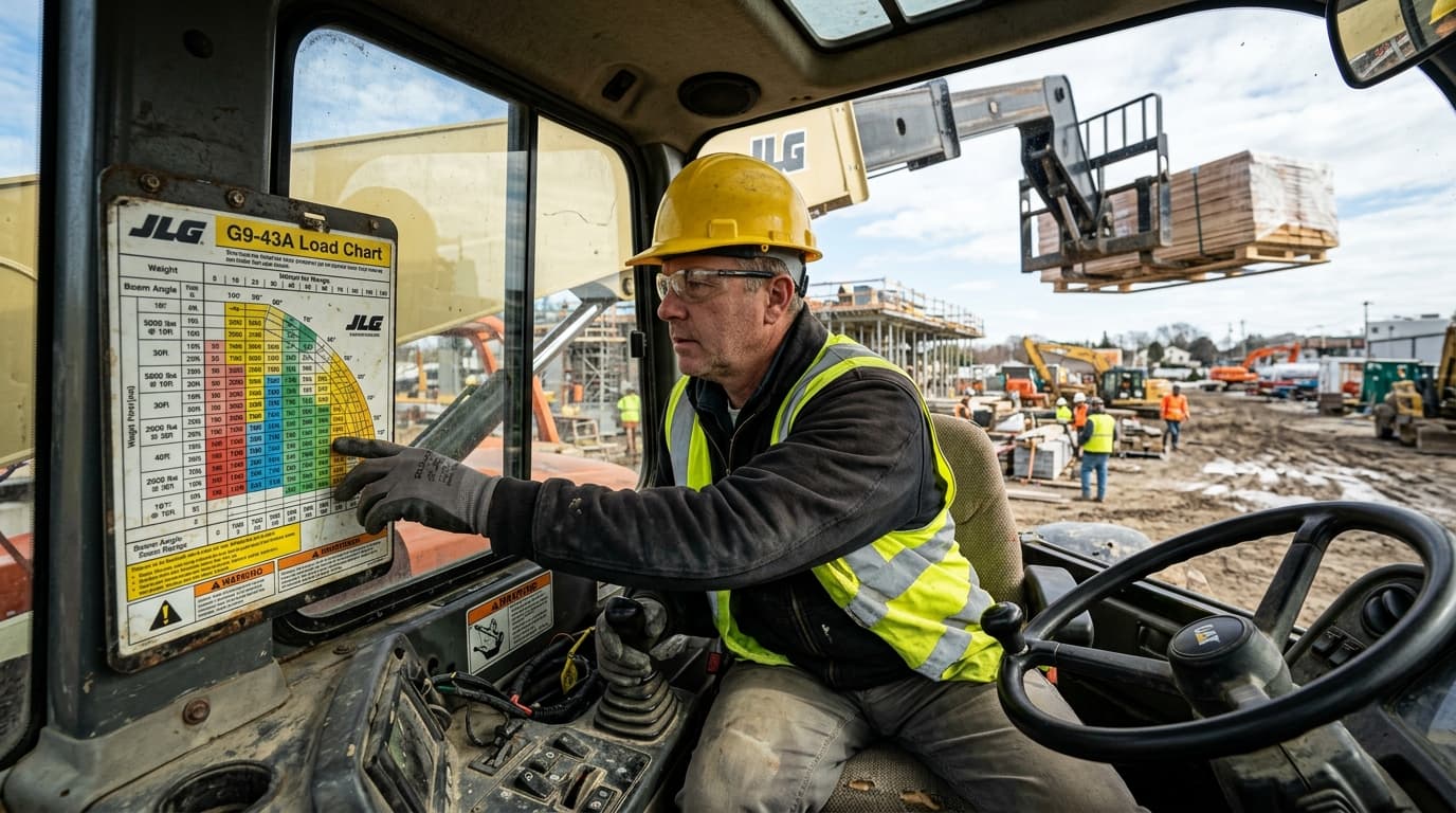 Telehandler load charts: how to read capacity at height without fooling yourself